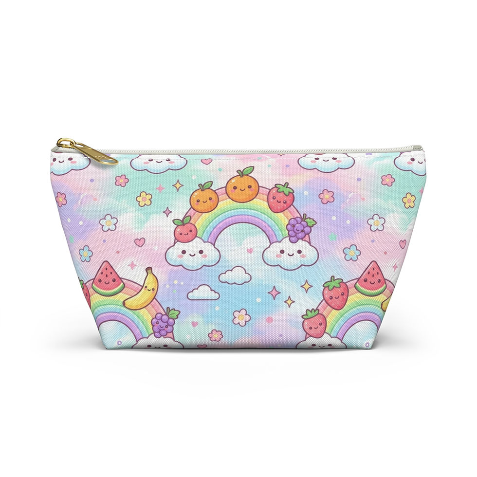 Hình thu nhỏ: Kawaii Fruit Rainbows accessory pouch | T-bottom zipper cosmetic bag