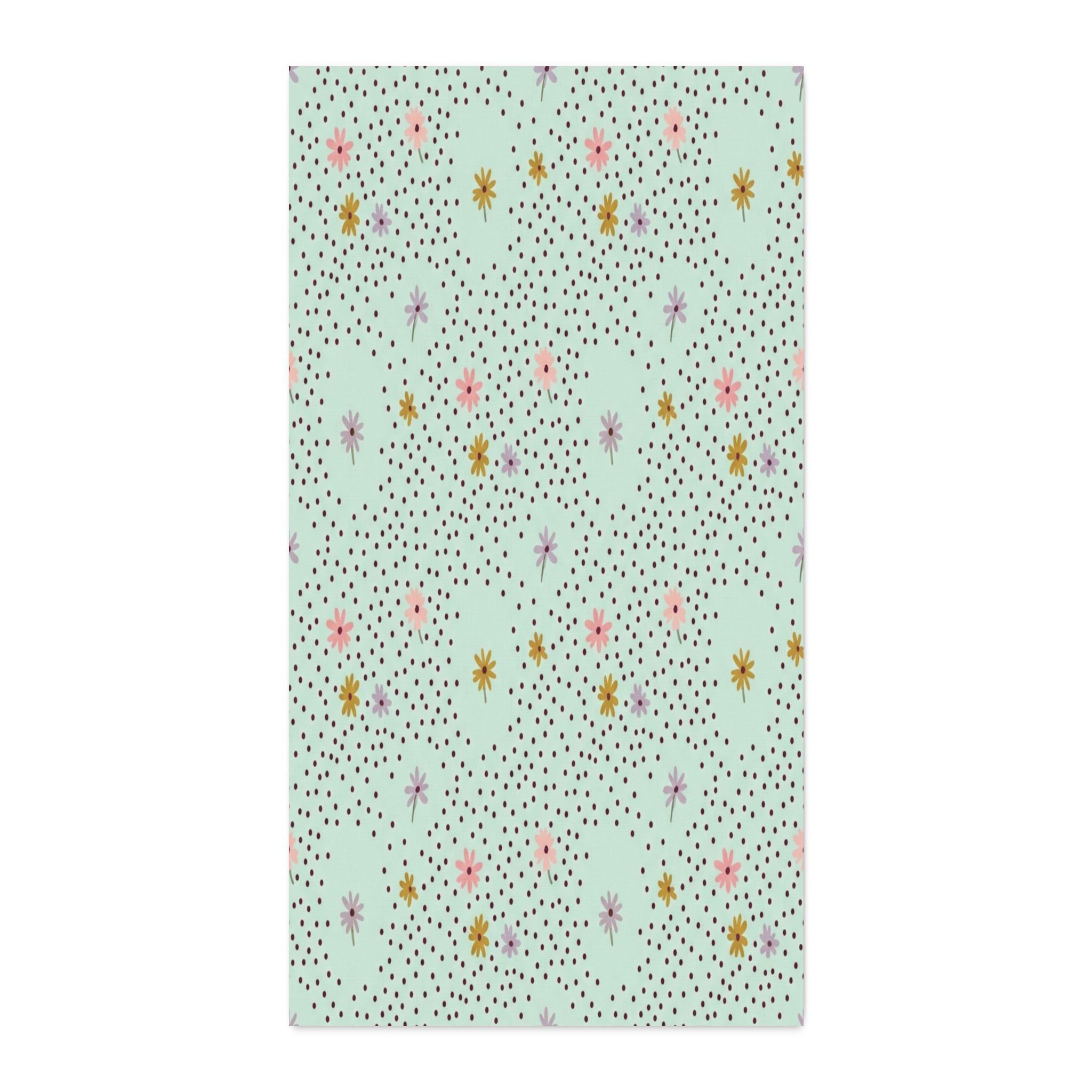 Faux Linen Fabric by the Yard — Mint Floral Confetti Print
