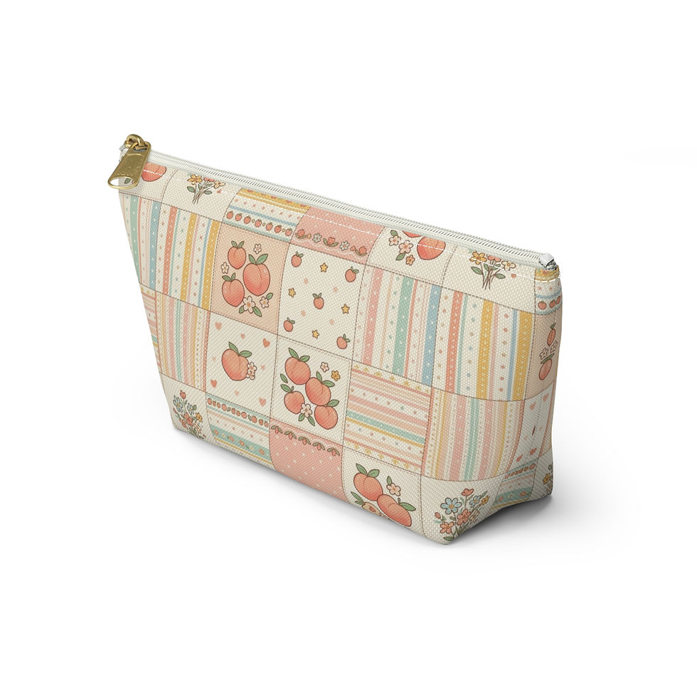 Hình thu nhỏ: Peach Patchwork Cosmetic Pouch