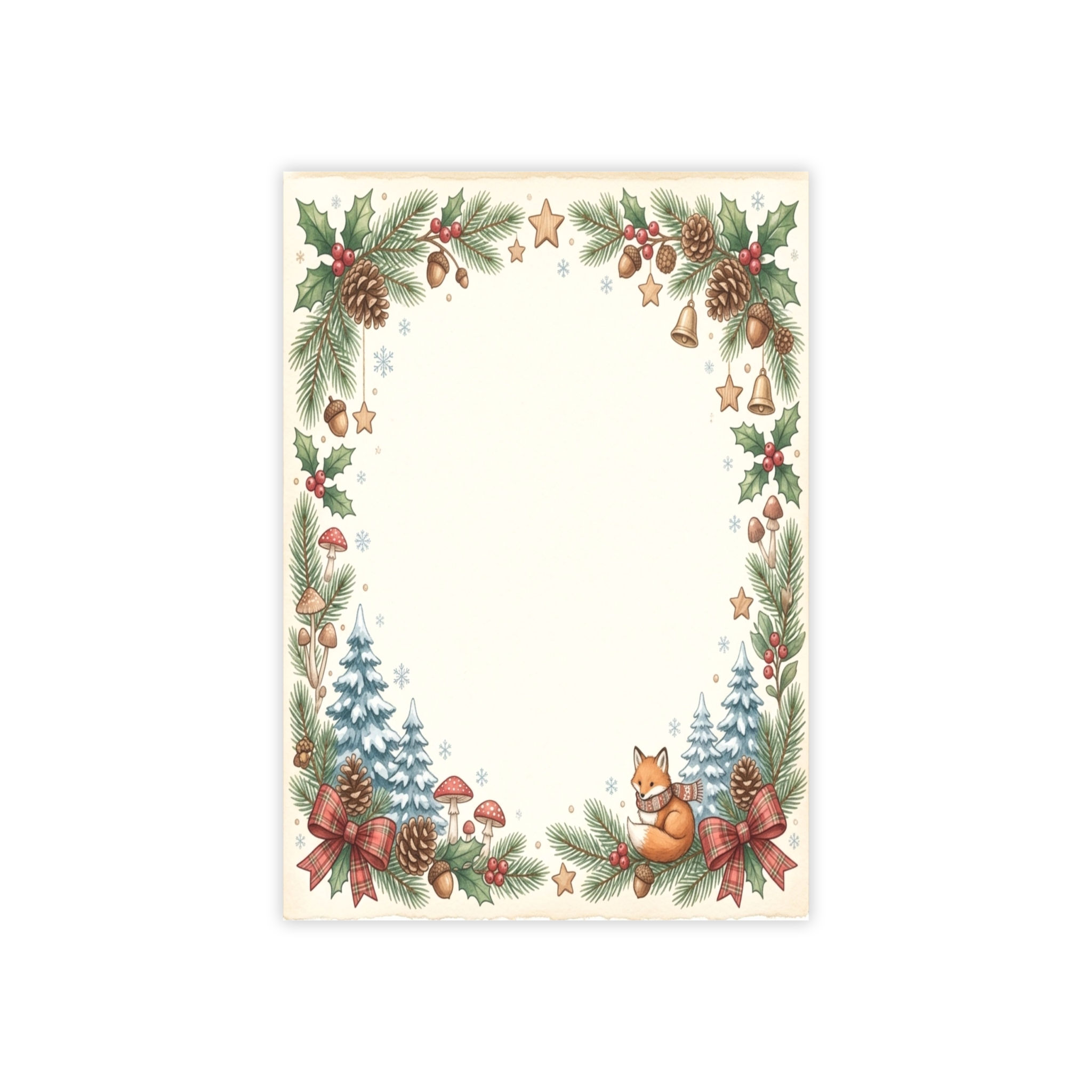 4x6 Woodland Fox Holiday Post-it Note Pads | Pinecone Wreath Notepad