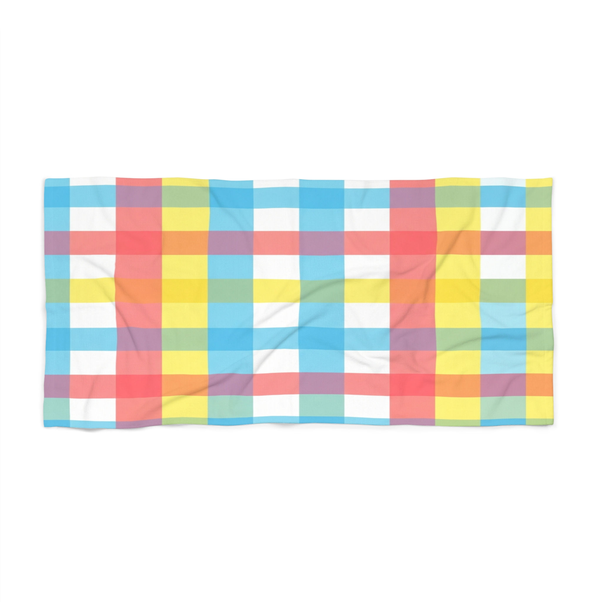 Colorful Plaid Beach Towel — Bright Checkered Summer Towel