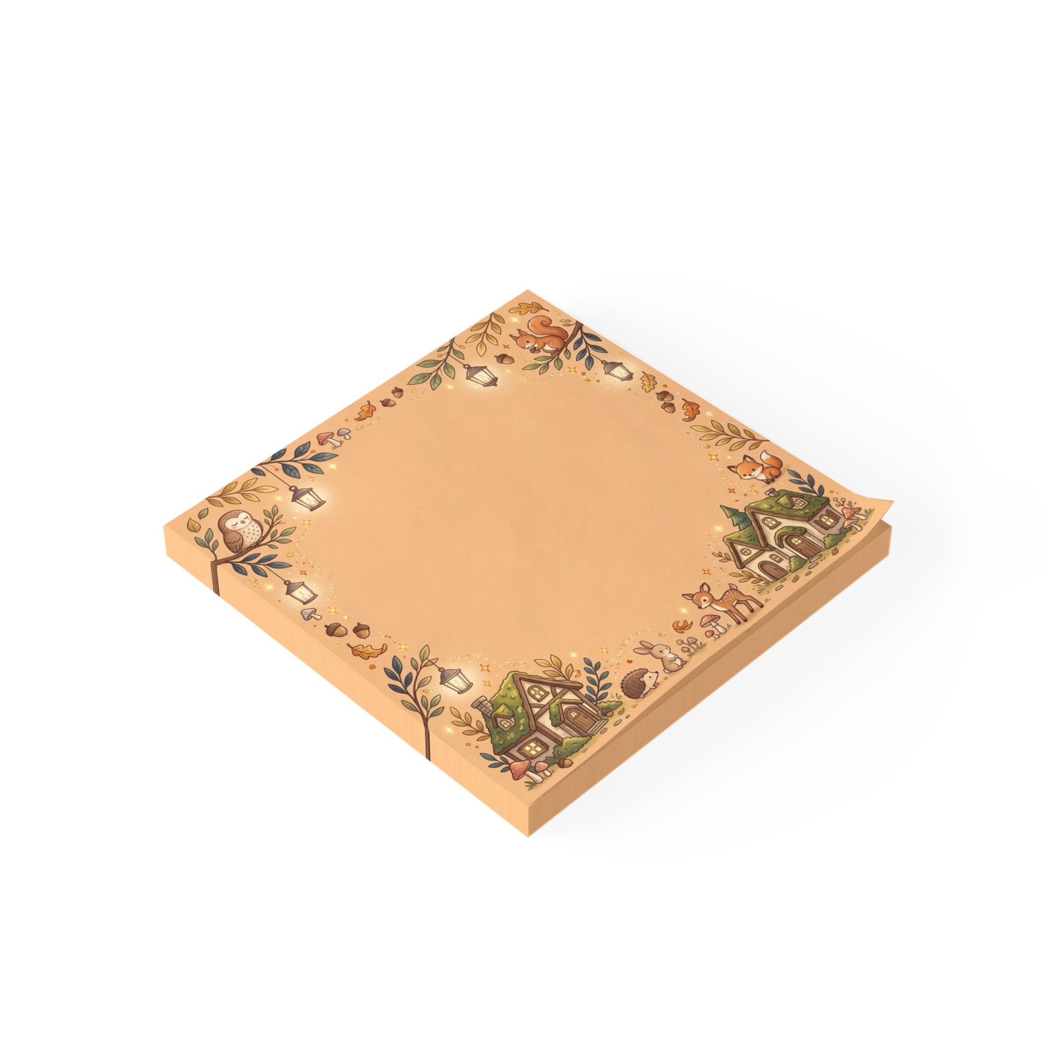 3x3 Woodland Forest Cottage Post-it Note Pads | Cute Animal Memo Pads
