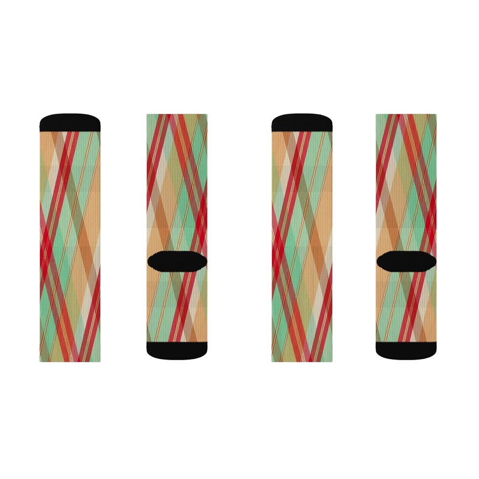 Thumbnail: Abstract Geometric Stripes Socks | Colorful Plaid Pattern Sublimation Socks