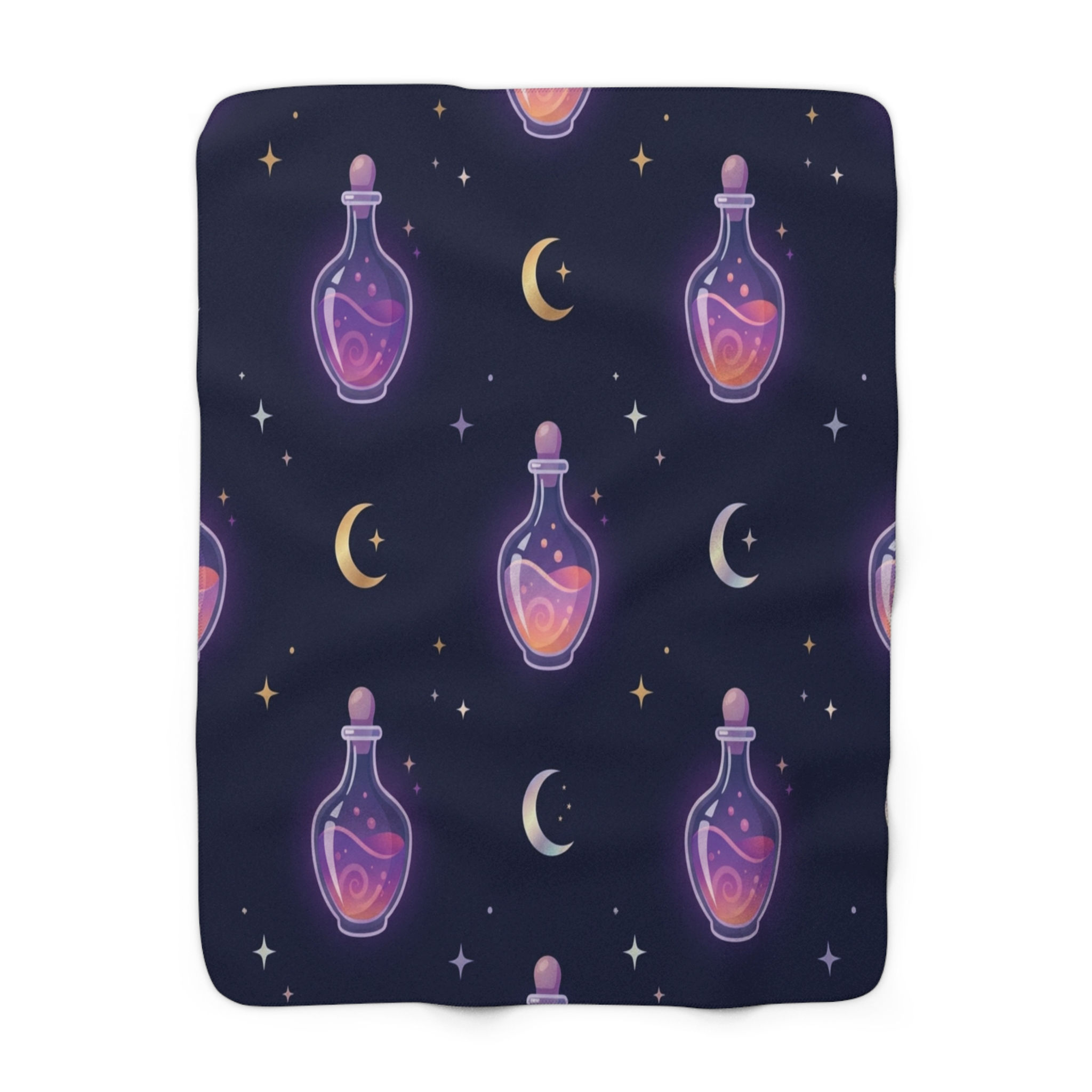 Mystic Potion Sherpa Blanket — Moon & Stars Cozy Fleece