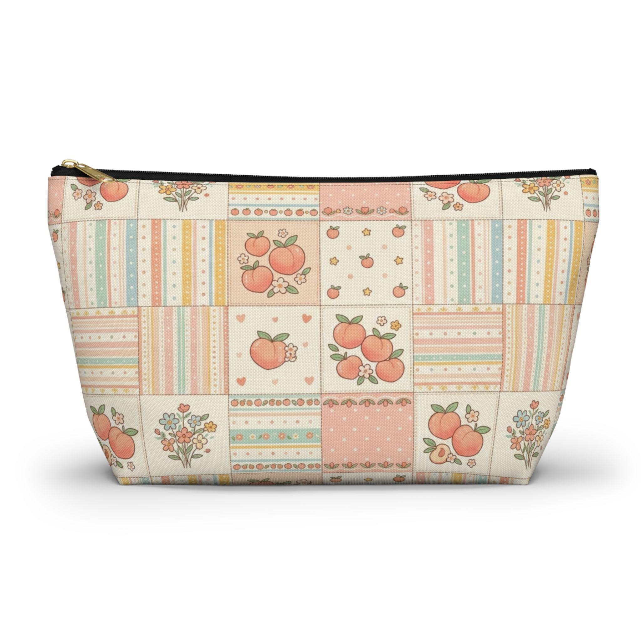 Peach Patchwork Cosmetic Pouch