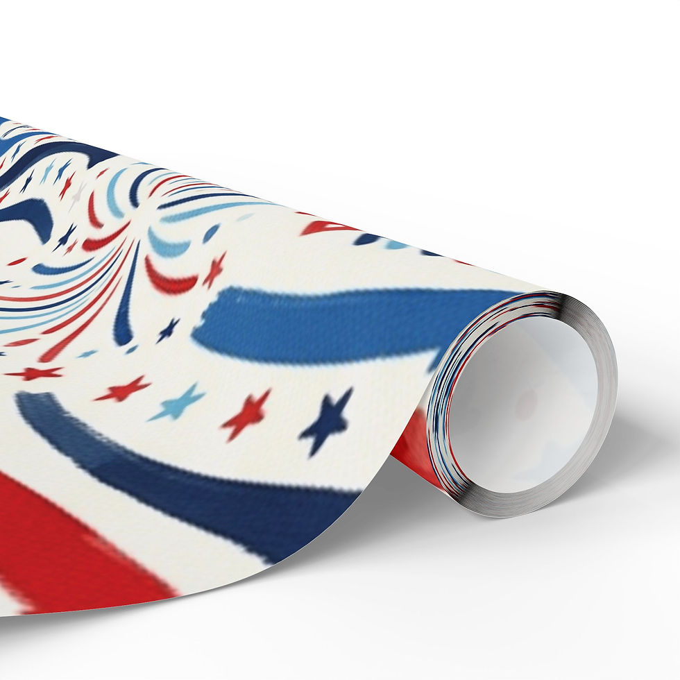Hình thu nhỏ: Patriotic Stars & Stripes Wrapping Paper Roll — 4th of July Gift Wrap