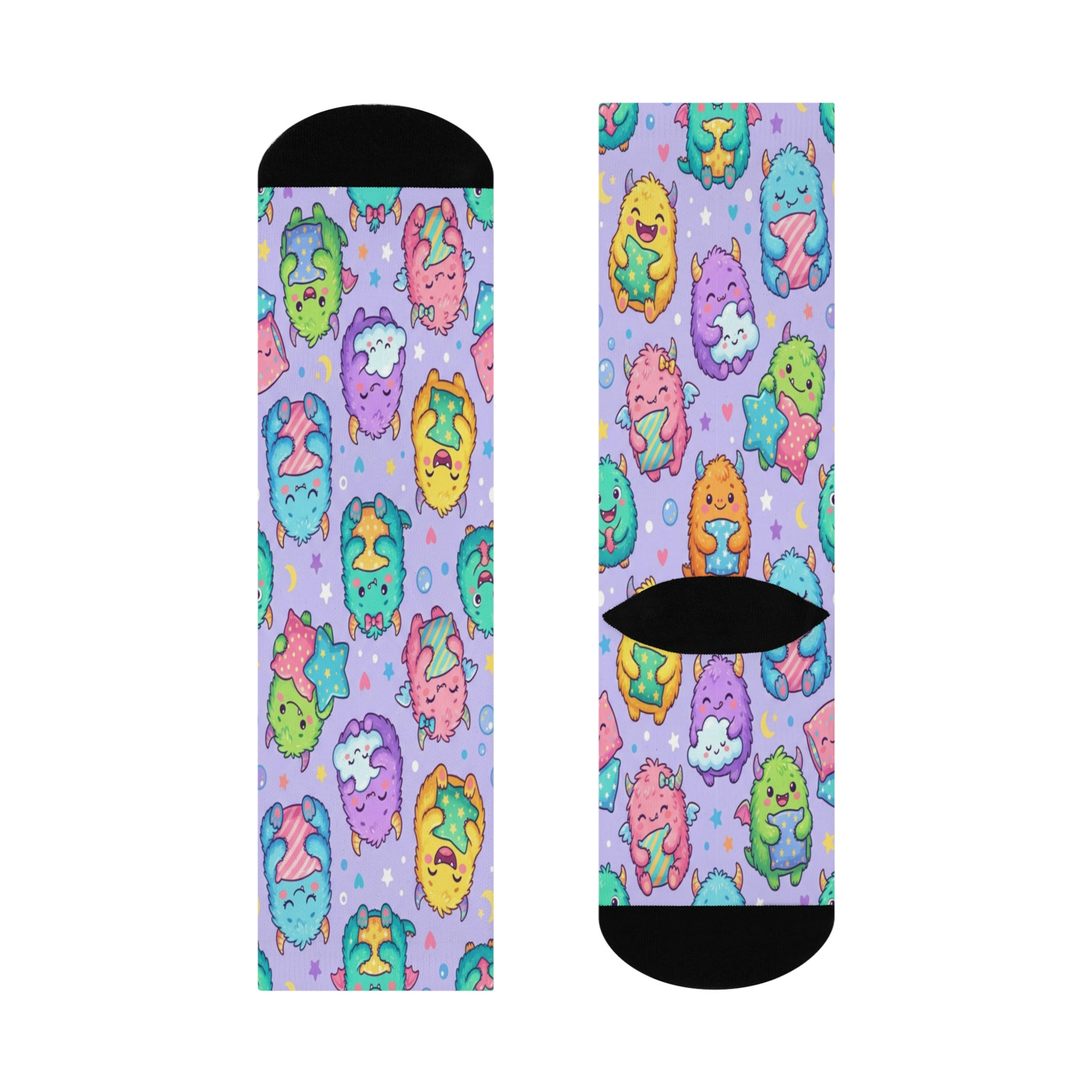 Cute Pastel Sea Creature Crew Socks — Cushioned Novelty Knee-Highs