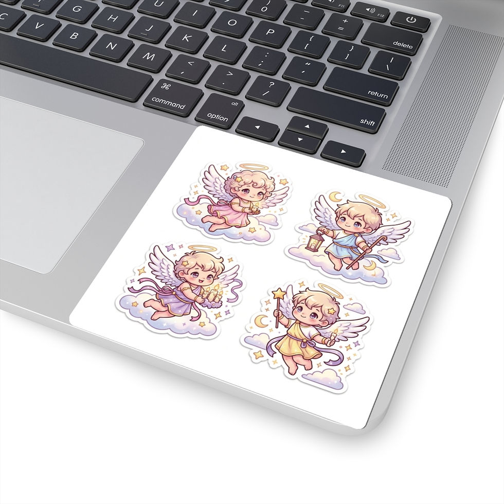 Thumbnail: Cute Pastel Angel Kiss-Cut Sticker Set — Baby Cherub Laptop & Scrapbook Decals