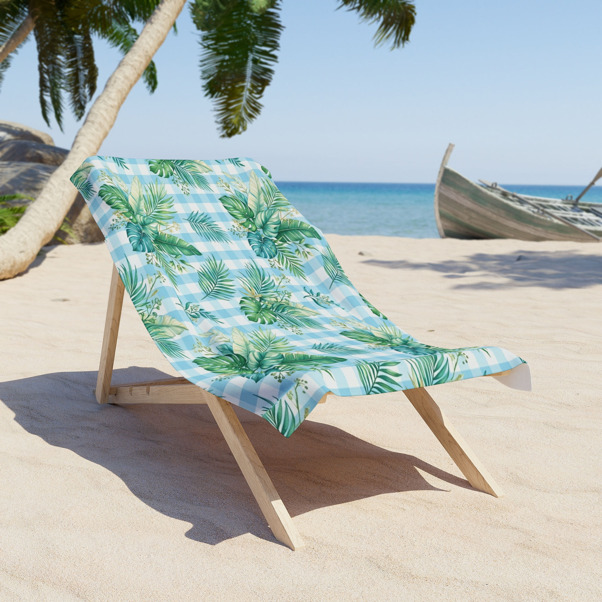Tropical Peach Floral Beach Towel — Watercolor Hibiscus Pattern
