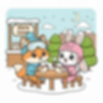Thumbnail: Fox and bunny friends enjoying warm cocoa at the winter cafe.