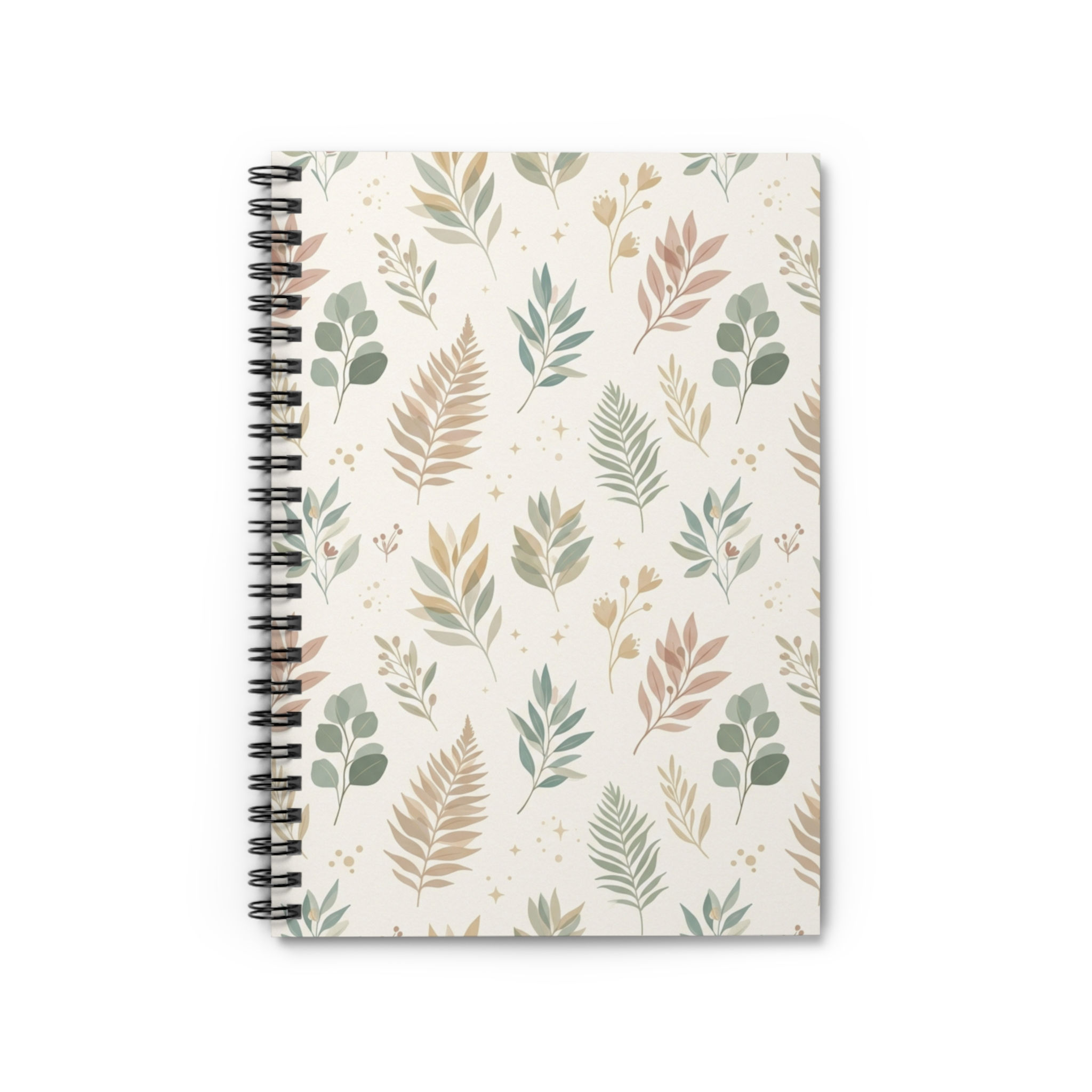 Botanical Leaf Pattern Spiral Notebook | Ruled Notebook
