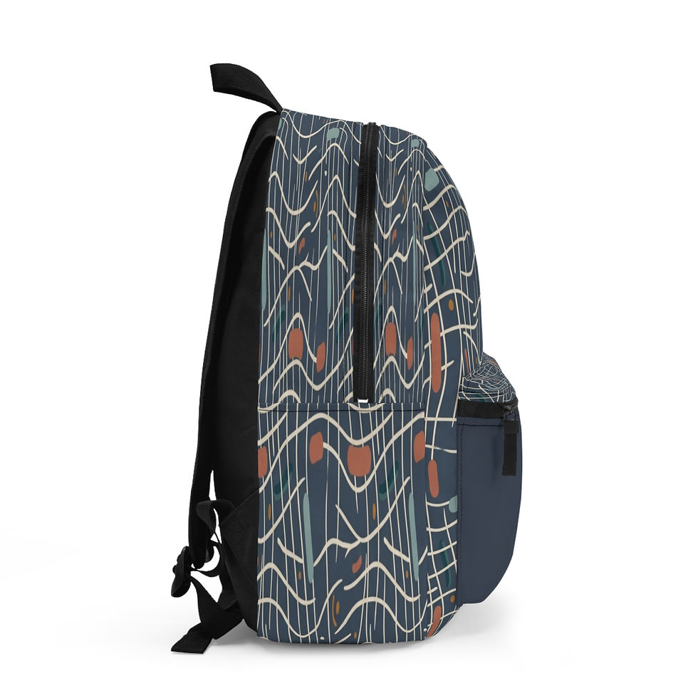Thumbnail: Navy Abstract Grid Backpack — Modern Geometric School & Travel Bag