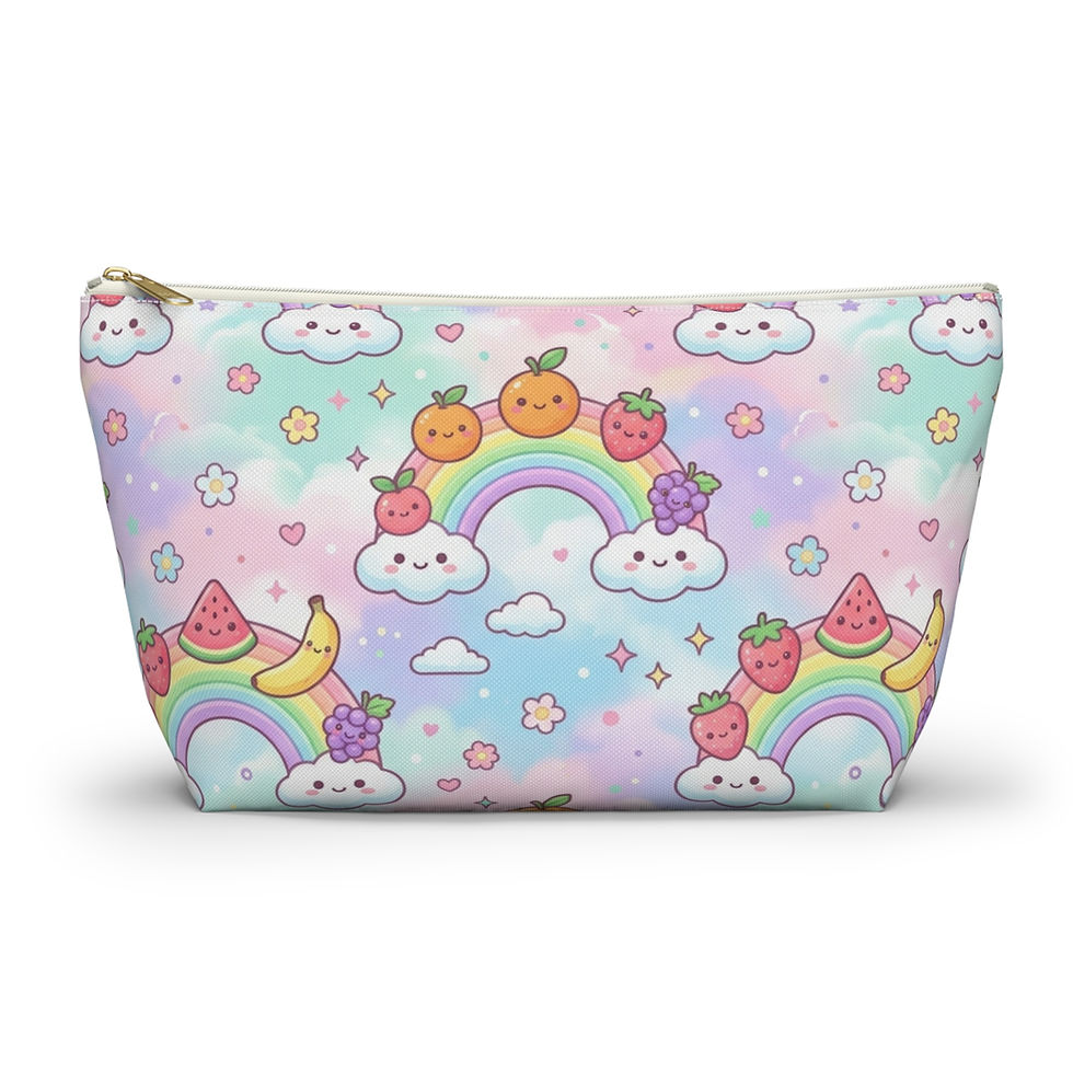 Hình thu nhỏ: Kawaii Fruit Rainbows accessory pouch | T-bottom zipper cosmetic bag