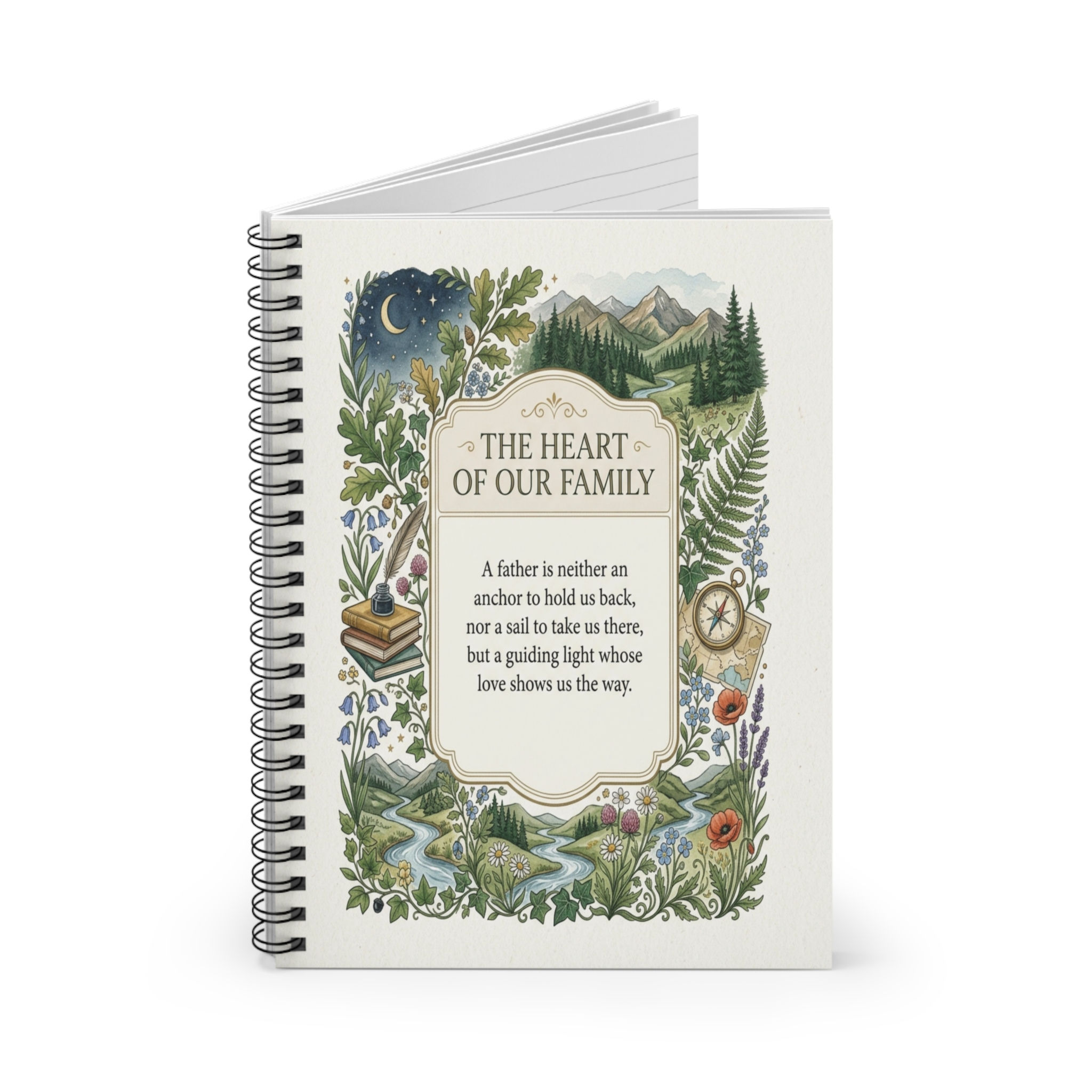 Sentimental Father Tribute, Ruled Journal with Nature Illustration