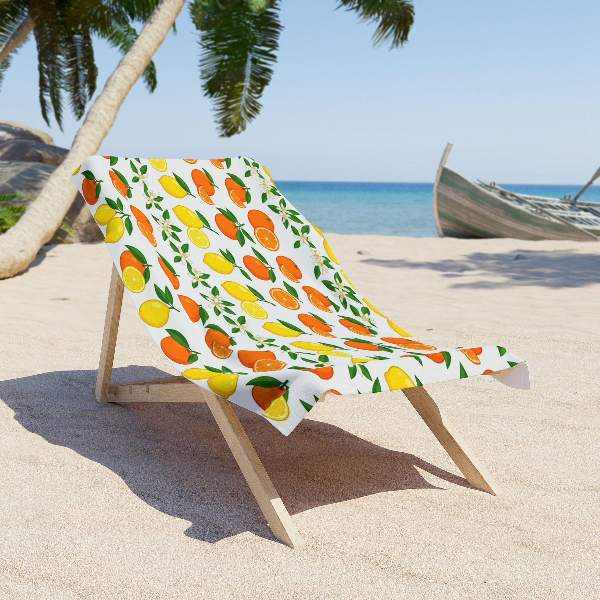 Citrus Grove Beach Towel — Orange & Lemon Pattern