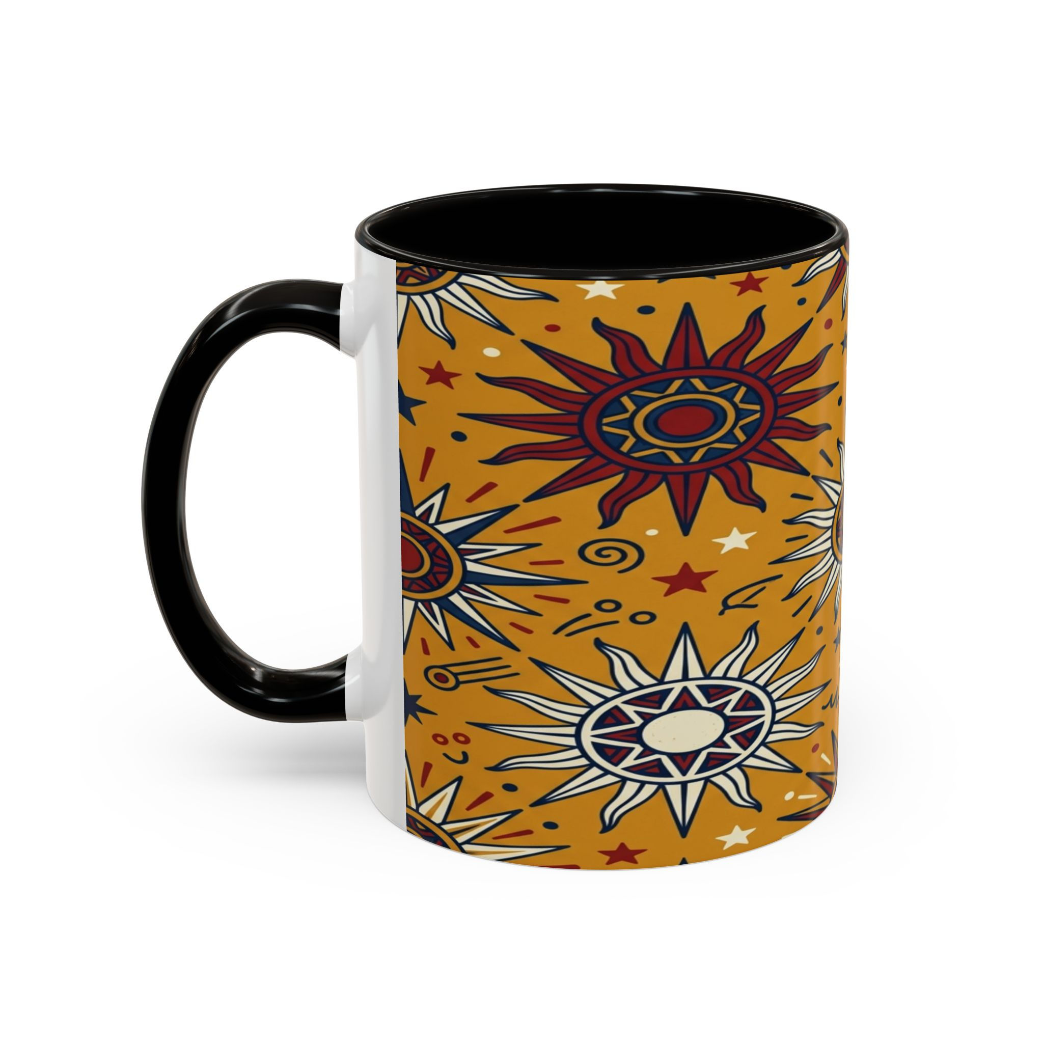 Boho Sunburst Coffee Mug — Colorful 11oz/15oz Ceramic