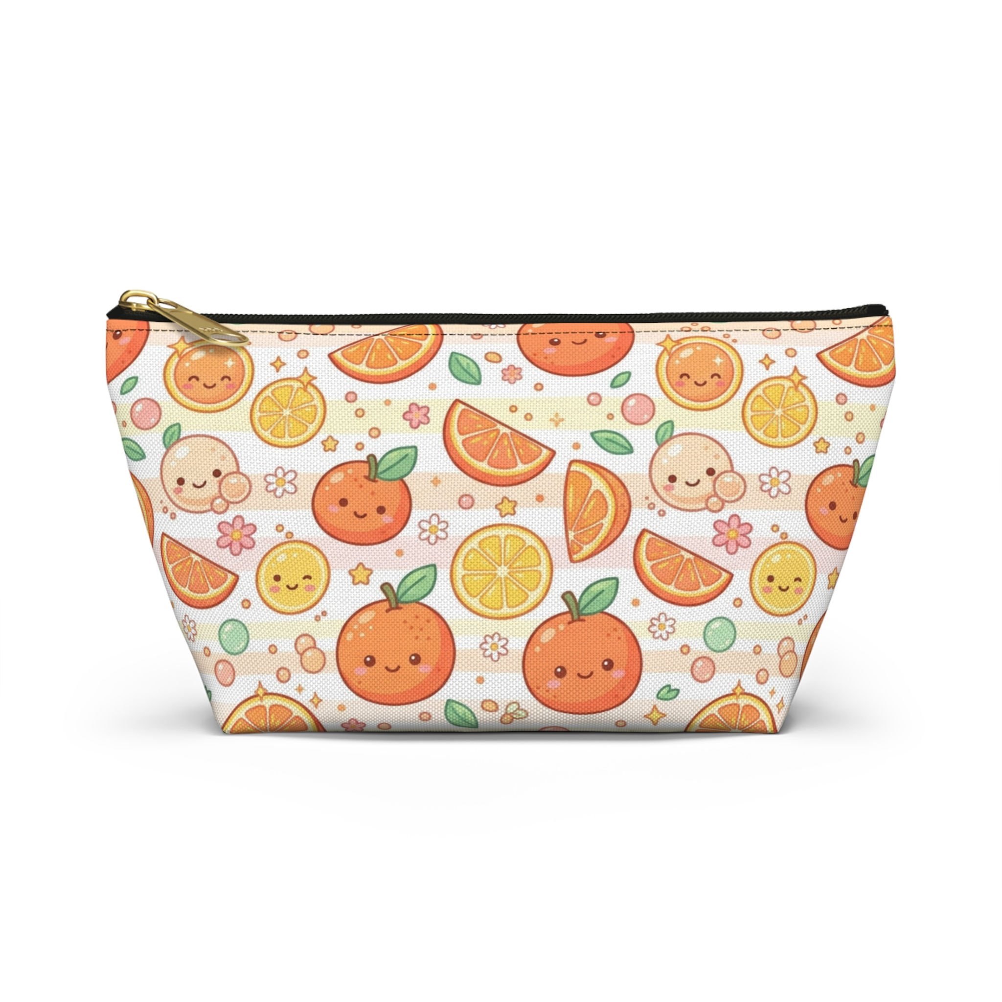 Kawaii Citrus Pattern Accessory Pouch | Orange Lemon Makeup Bag