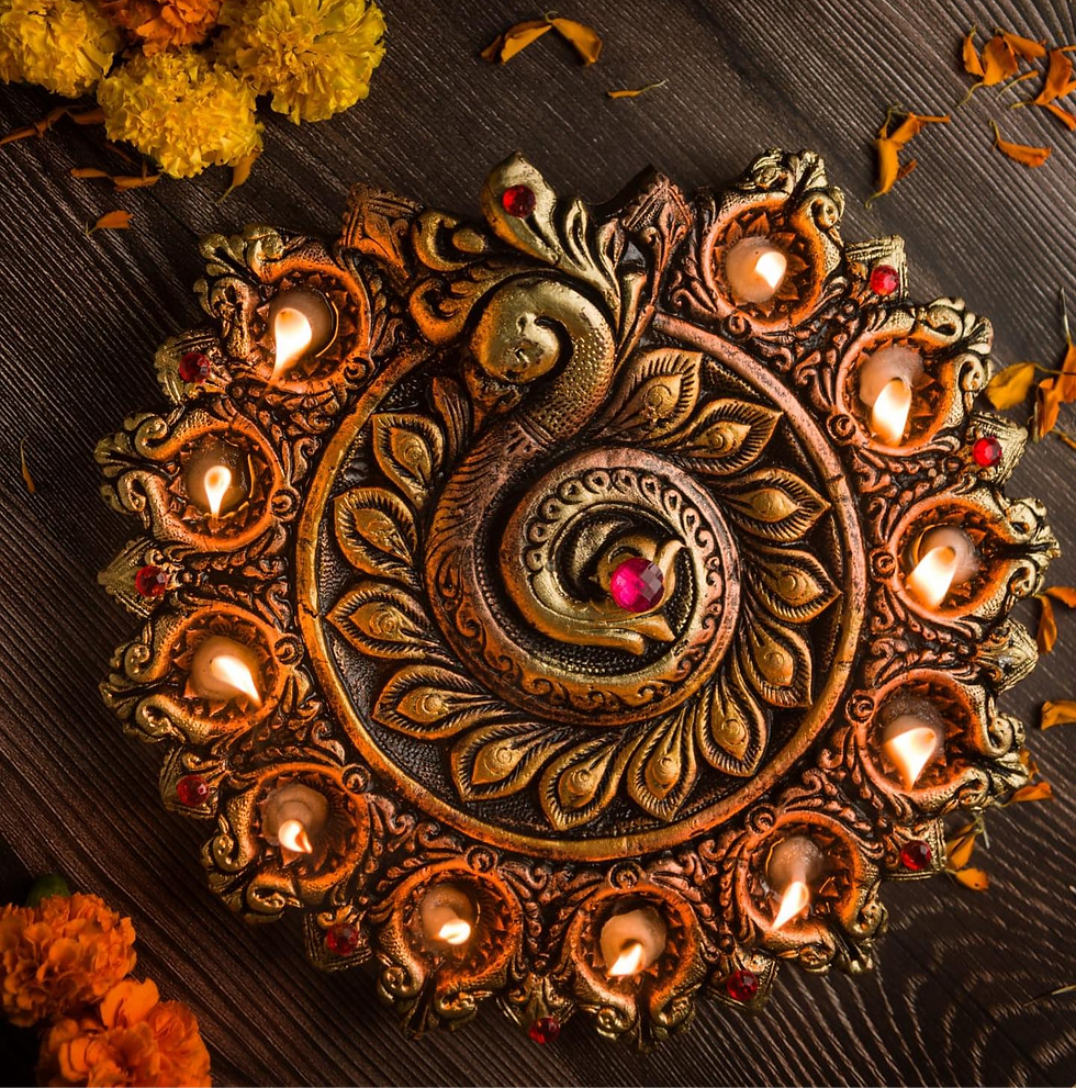 Peacock Terracotta Diya