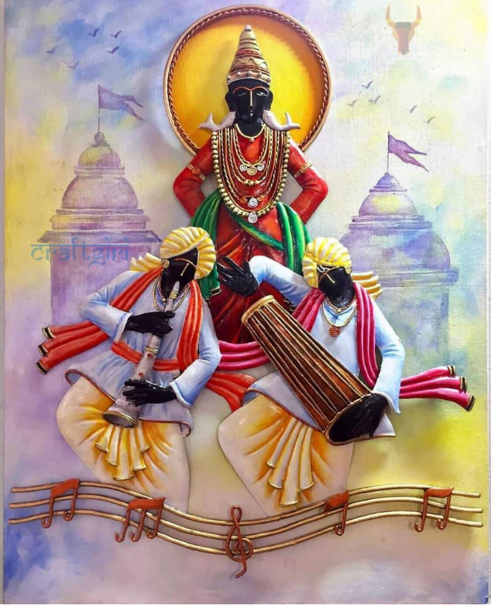 Lord Vitthal Canvas mixed media wall hanging