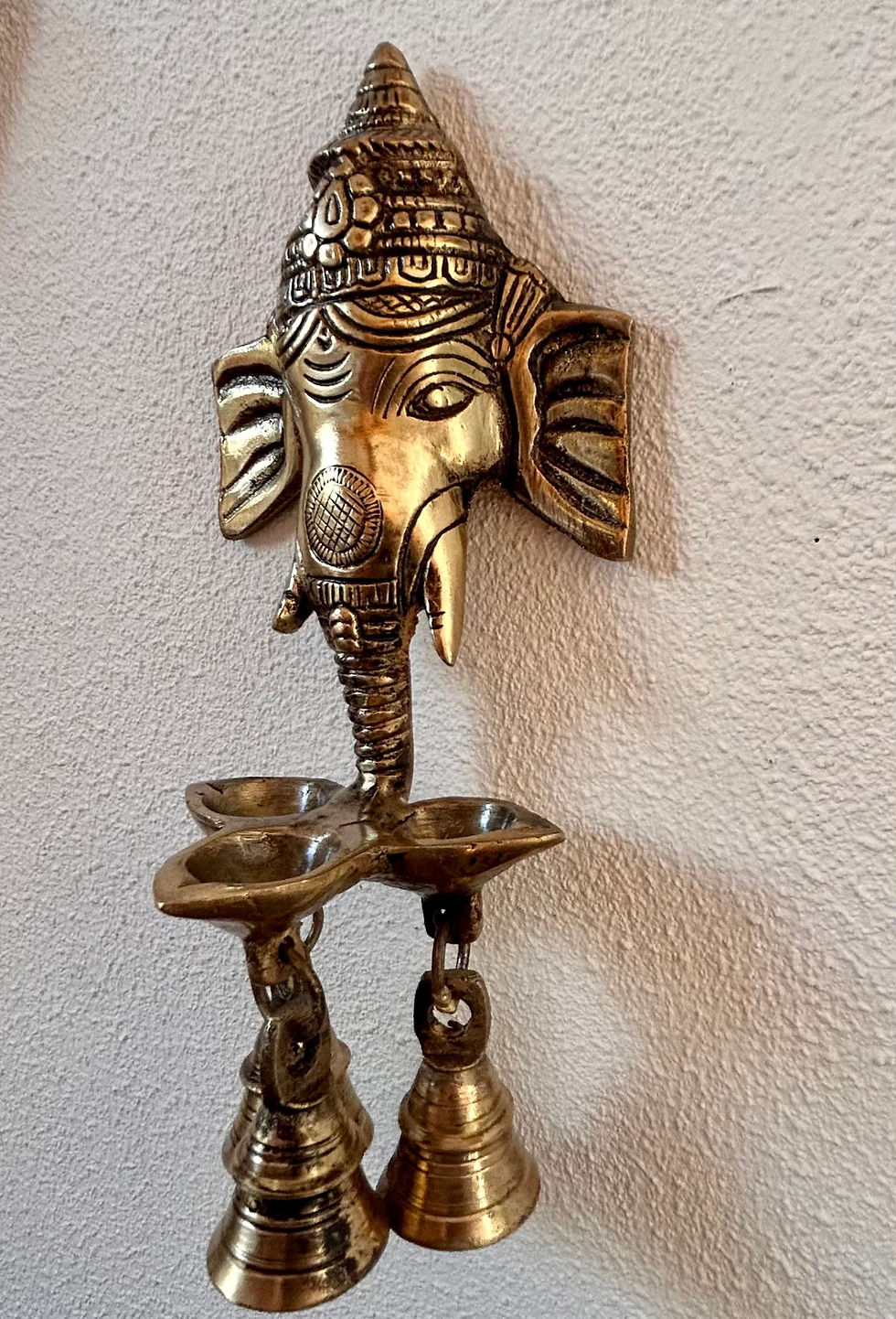 Thumbnail: Brass - Ganesha Wall hanging Diya with Bells