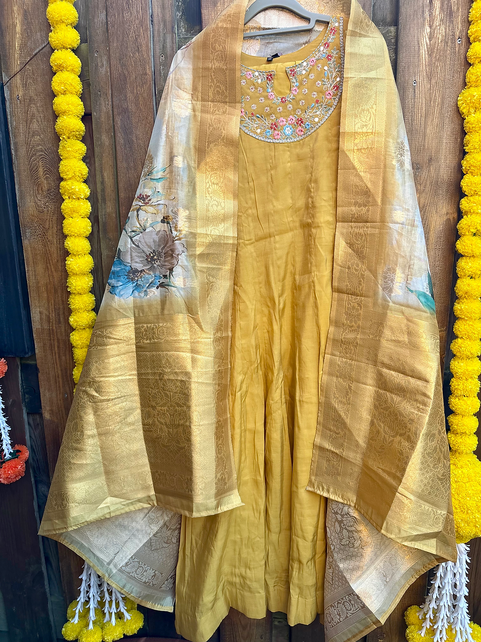 Anarkali with digital print organza duppata