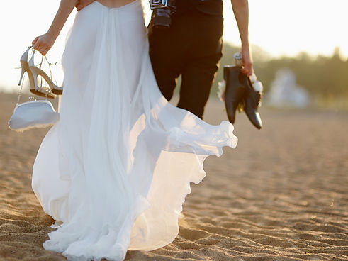 Couple just married on beach