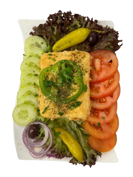 Griechische Spezialität Pommes Fleisch Salat Reis Hellas Lunestedt