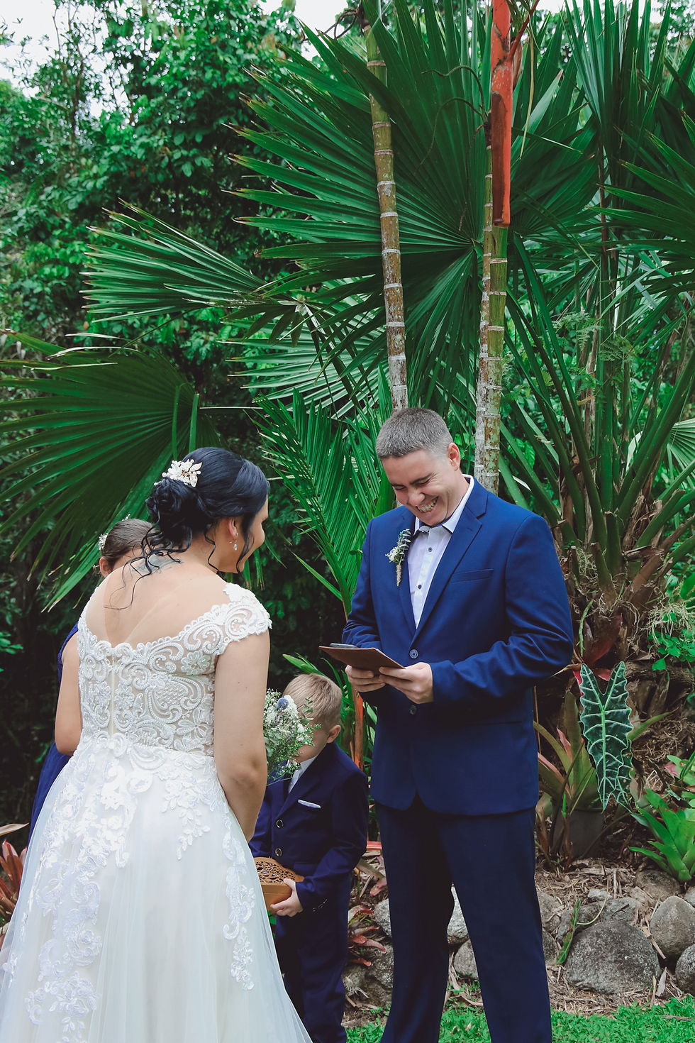 Boy laughing at Cairns micro-wedding