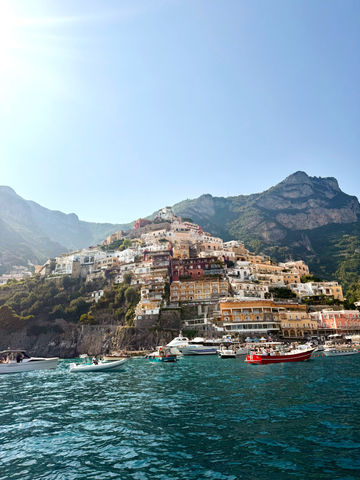 Positano town seen from the boat during a private tour