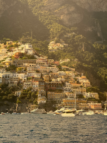 Positano town viewed from a private boat during an Amalfi Coast experience