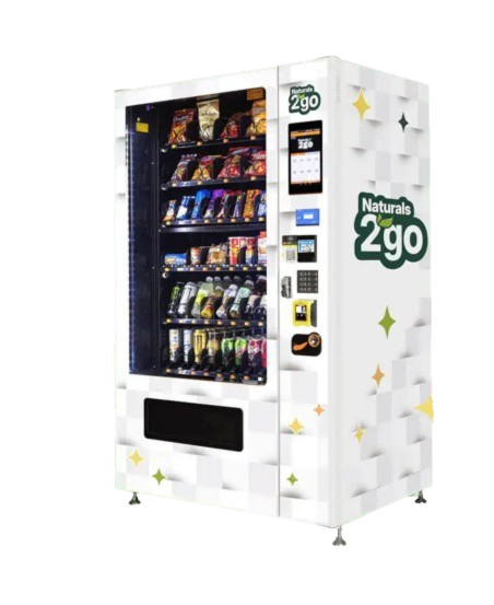 Naturals2Go vending machine with touchscreen display and cashless payment