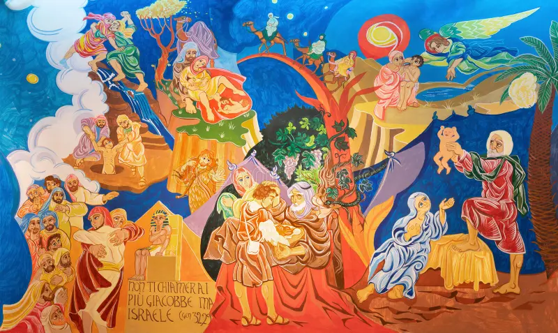 forlÃ-italy-november-modern-fresco-old-biblical-scenes-church-chiesa-di-san-giuseppe-artig