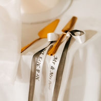 Wedding knife custom printed ribbon