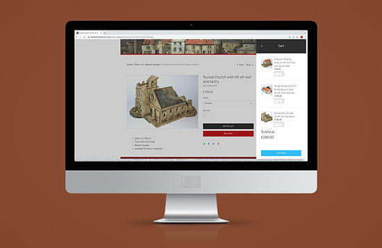 Total Battle Miniatures eCommerce website cart pop up - Ben Wright Design