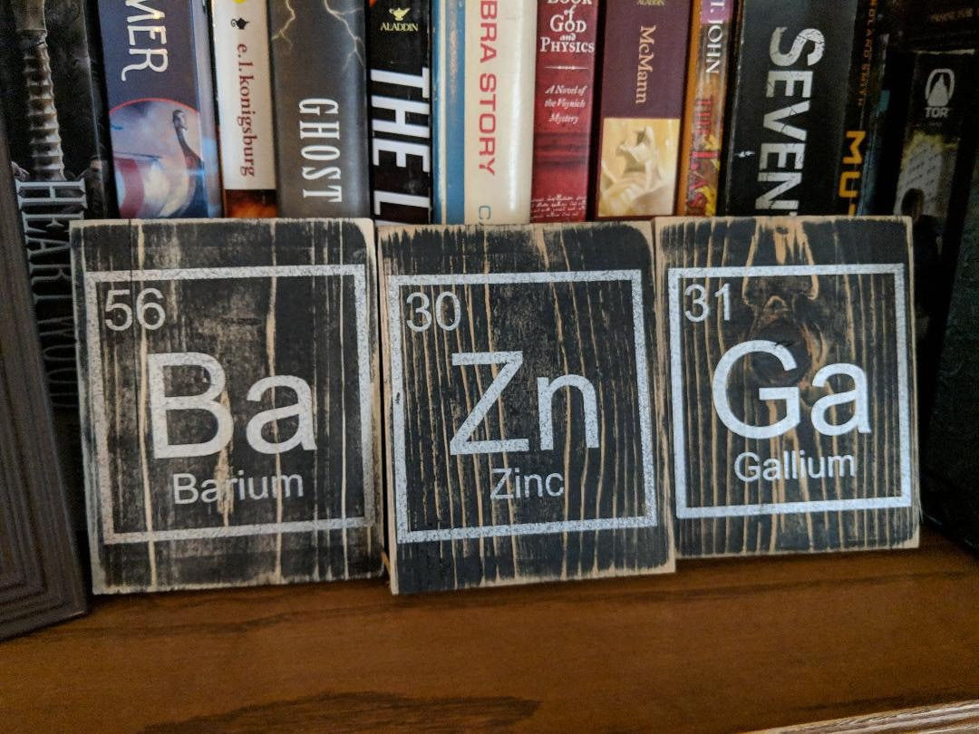 Periodic Table of Elements Rustic Wood sign - Ba Zn Ga - Bazinga, Big Bang