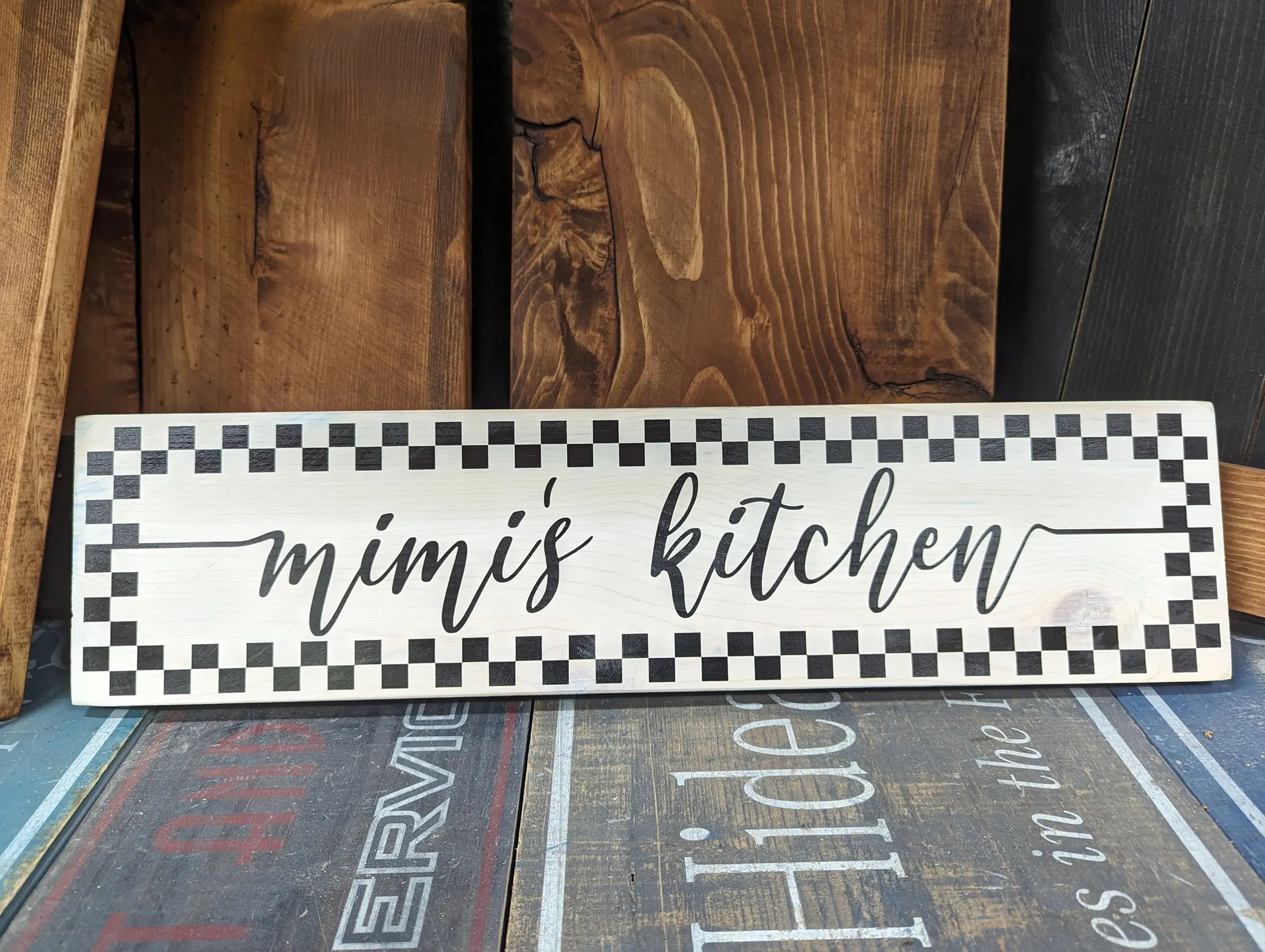 Mimi's Kitchen Rustic sign, custom wood sign