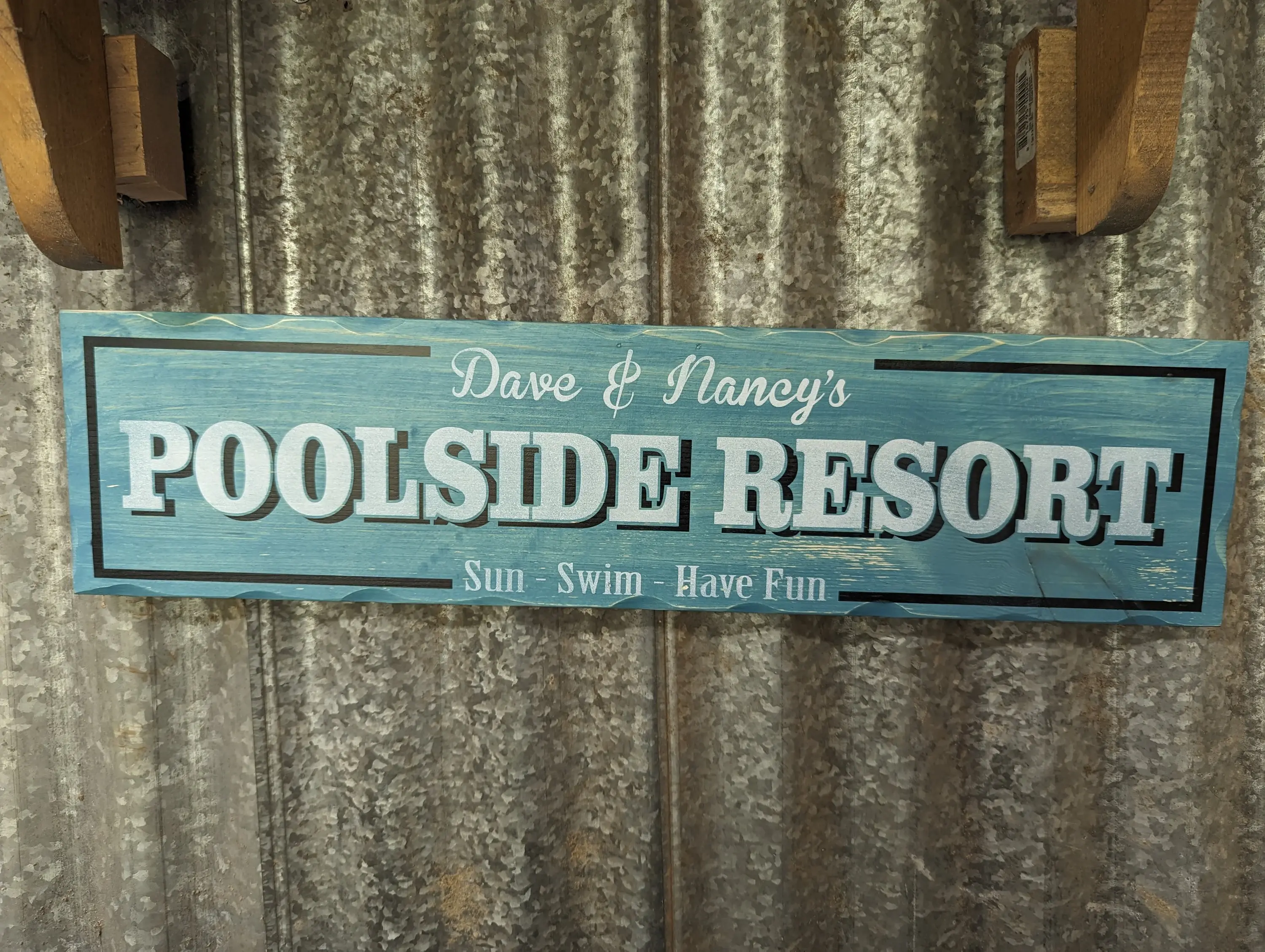 Custom Poolside Resort Rustic Wooden Sign, Customizable wooden sign