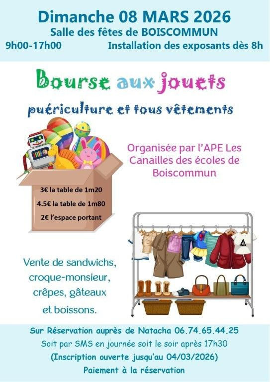 Bourse aux jouets puériculture et tous vêtements