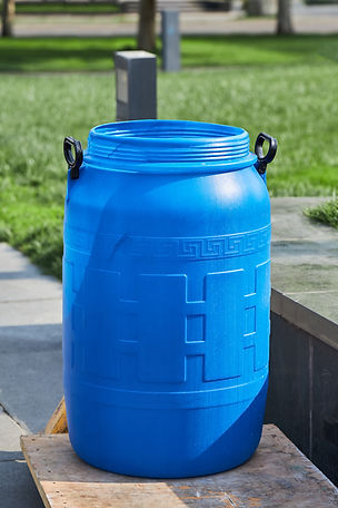 Blue poly tank with black handles