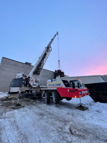 Boom truck on snow