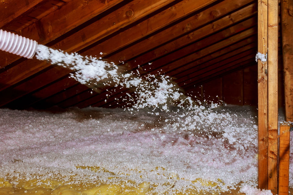 Blown-in insulation installation in an attic