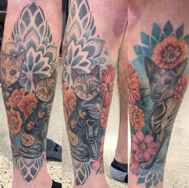 realistic colorful pets tattoo