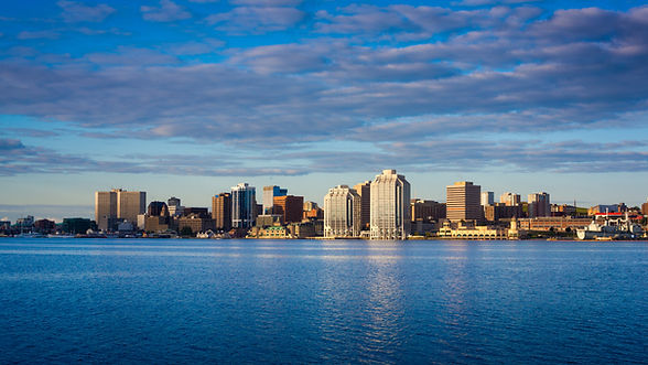 City skyline across water