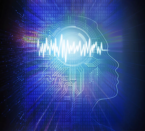 Abstract head silhouette with a sound wave for tinnitus.