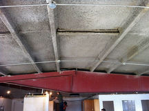 Concrete ceiling with exposed beams