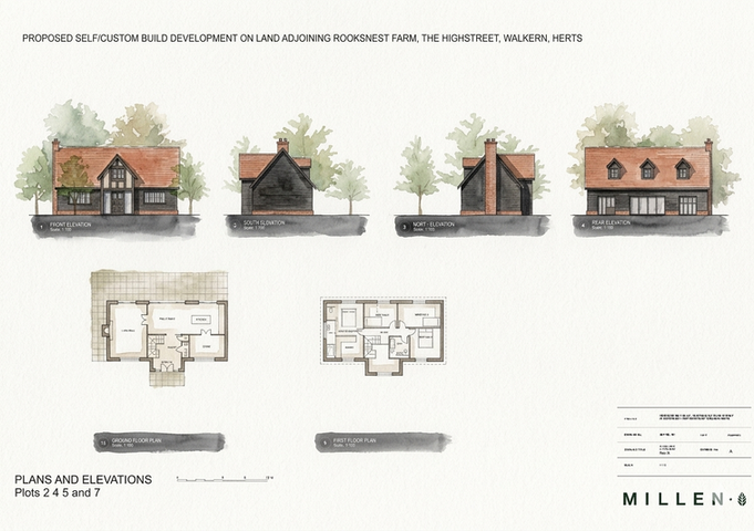 Rooksnest floor plans and elevations, 4-bedroom barn-style homes in Walkern, Hertfordshire – Millen Homes