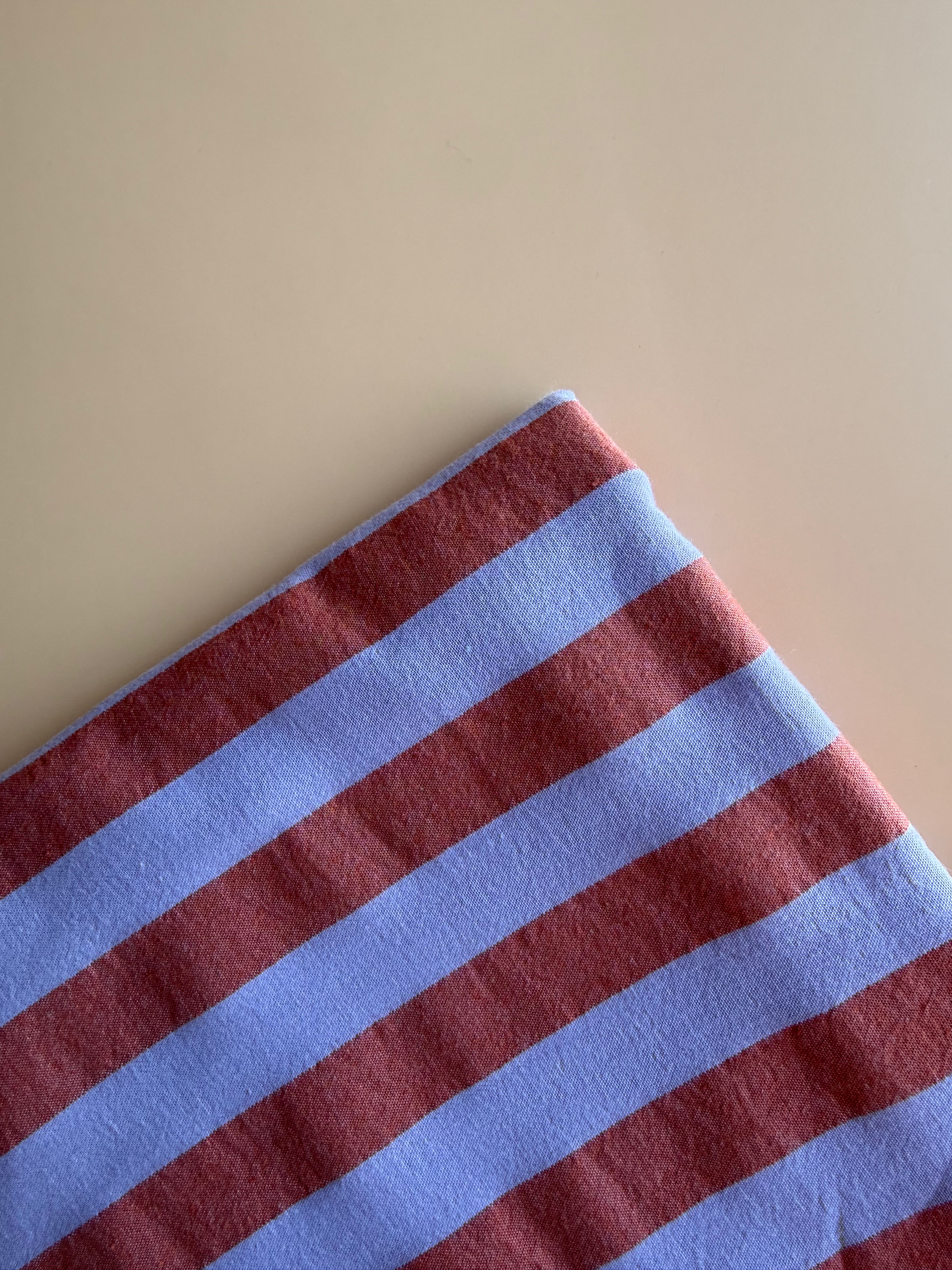 Orange and Lilac Wide Stripes Cotton