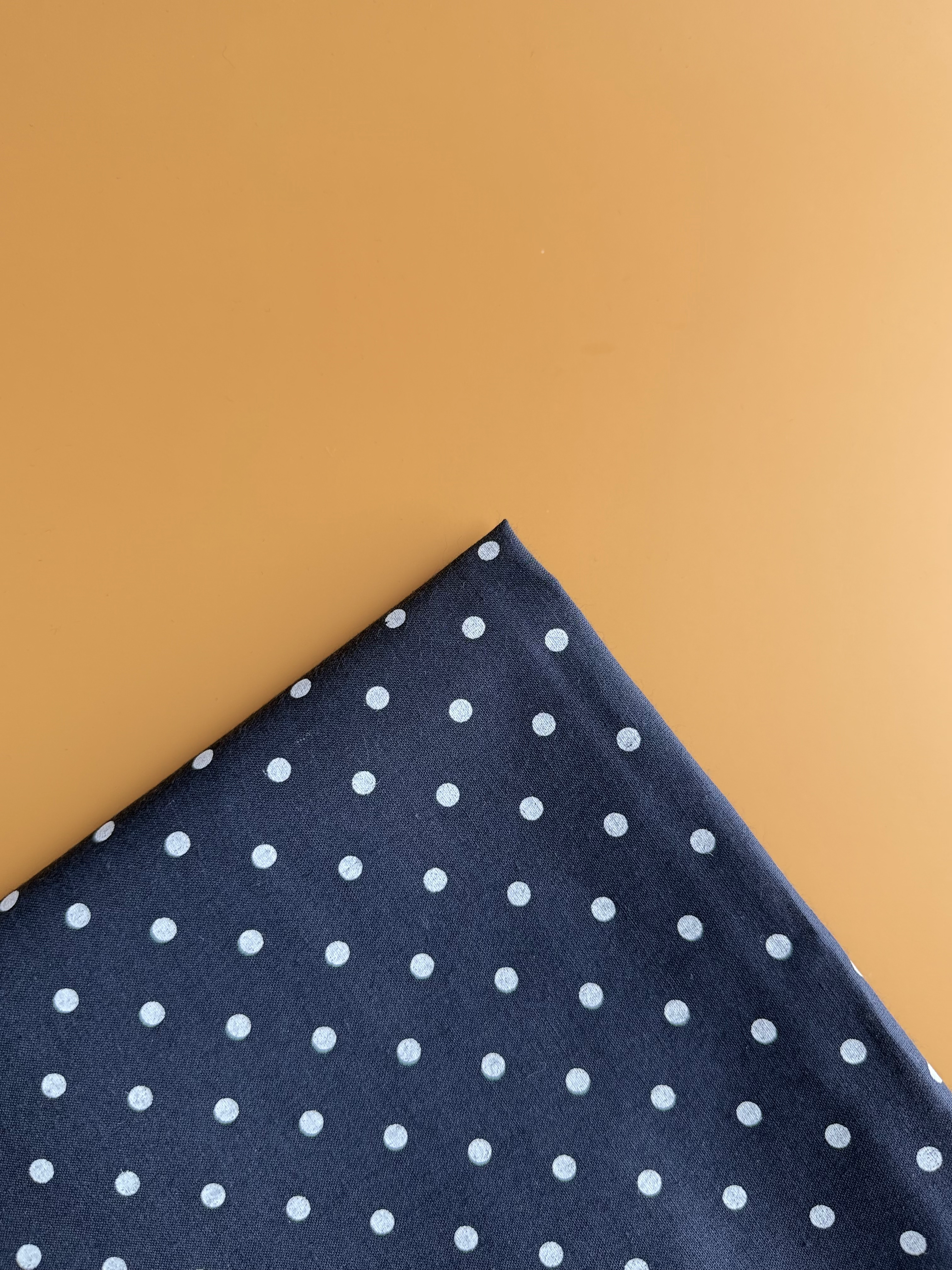 Dark Navy Blue & White Polka Dot Cotton Poplin