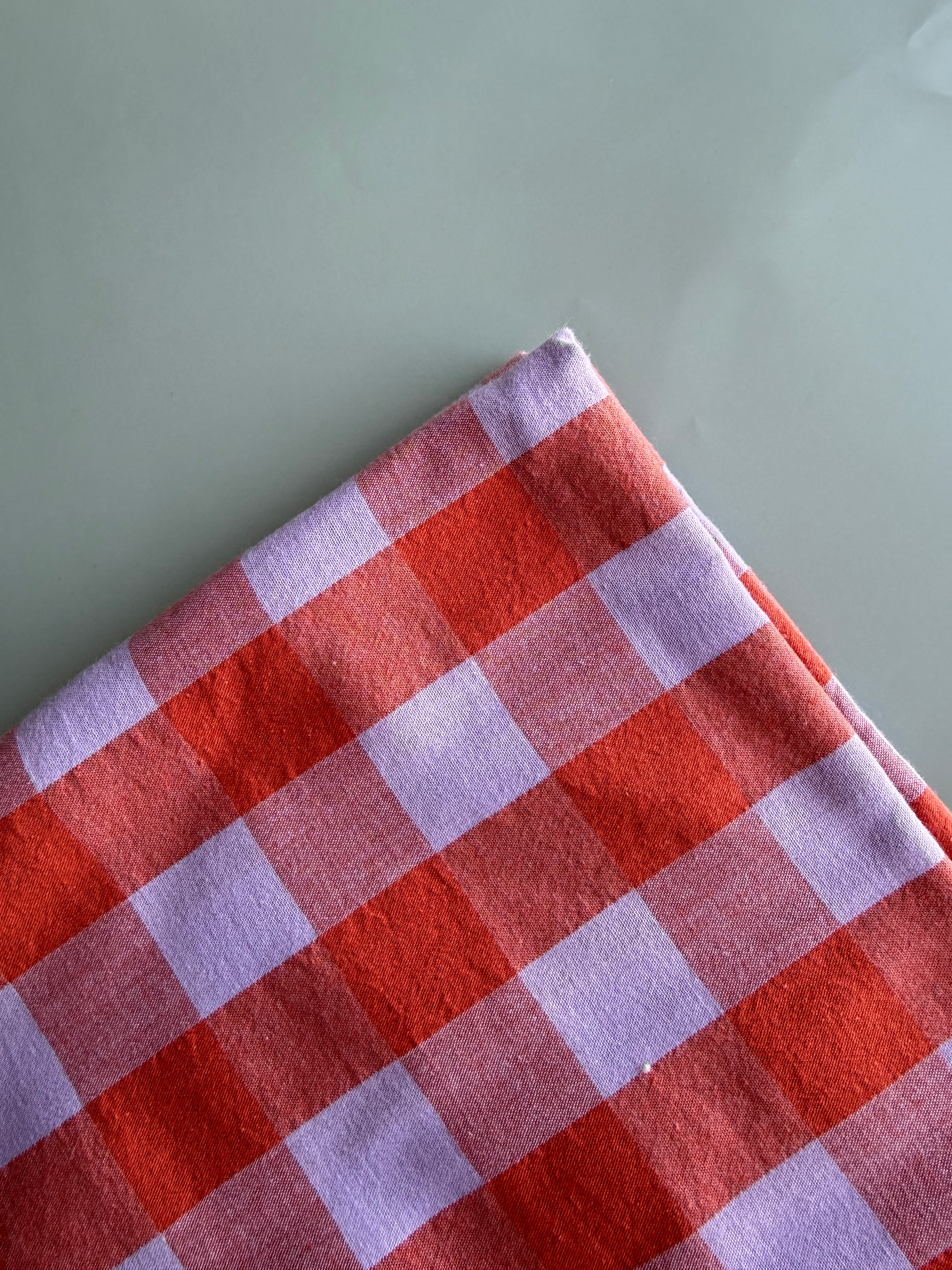 Orange and Lilac Wide Check Cotton