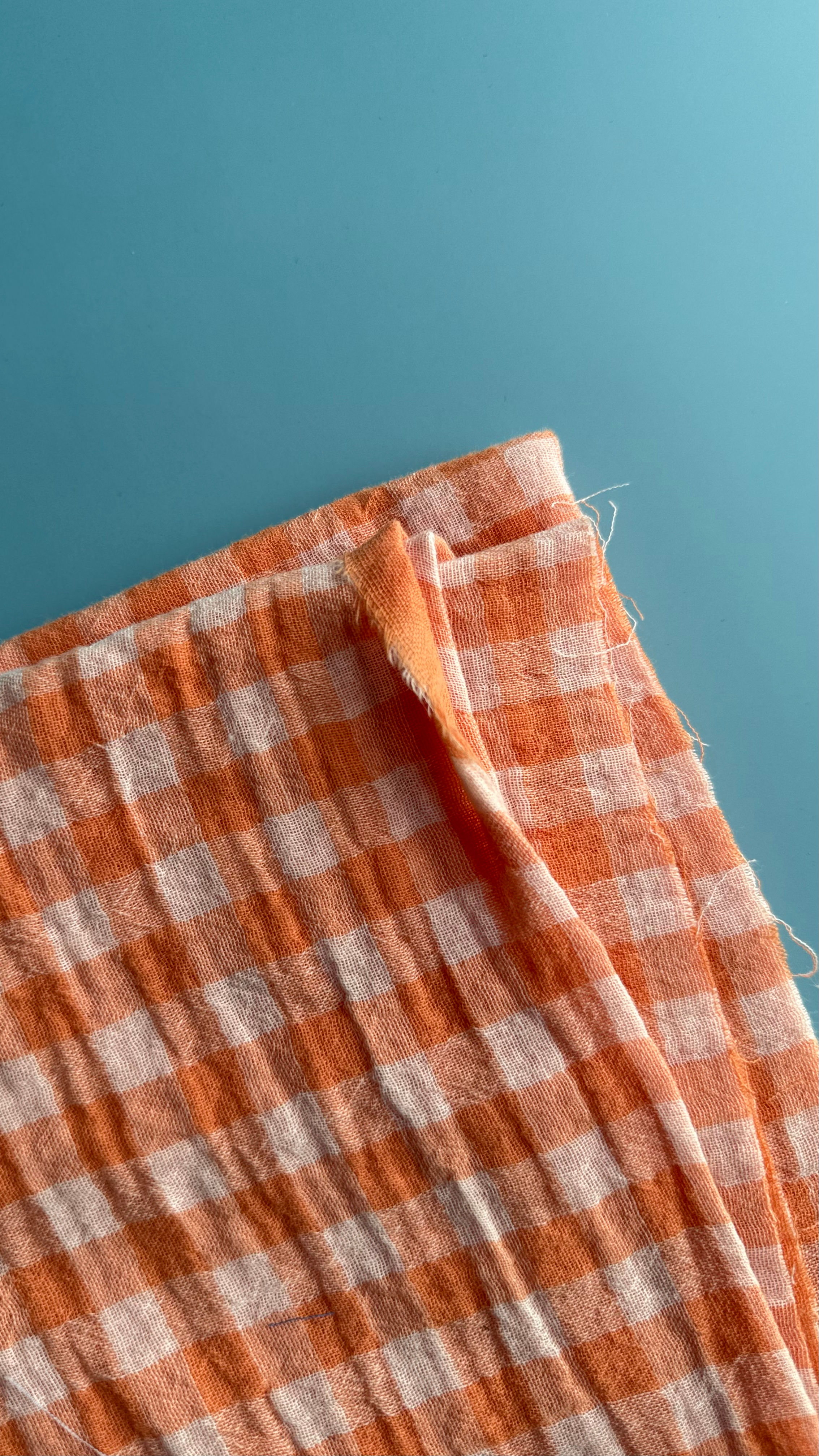 Orange Gingham Double Gauze
